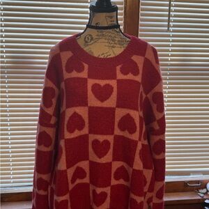Torrid Red and Pink Heart Sweater